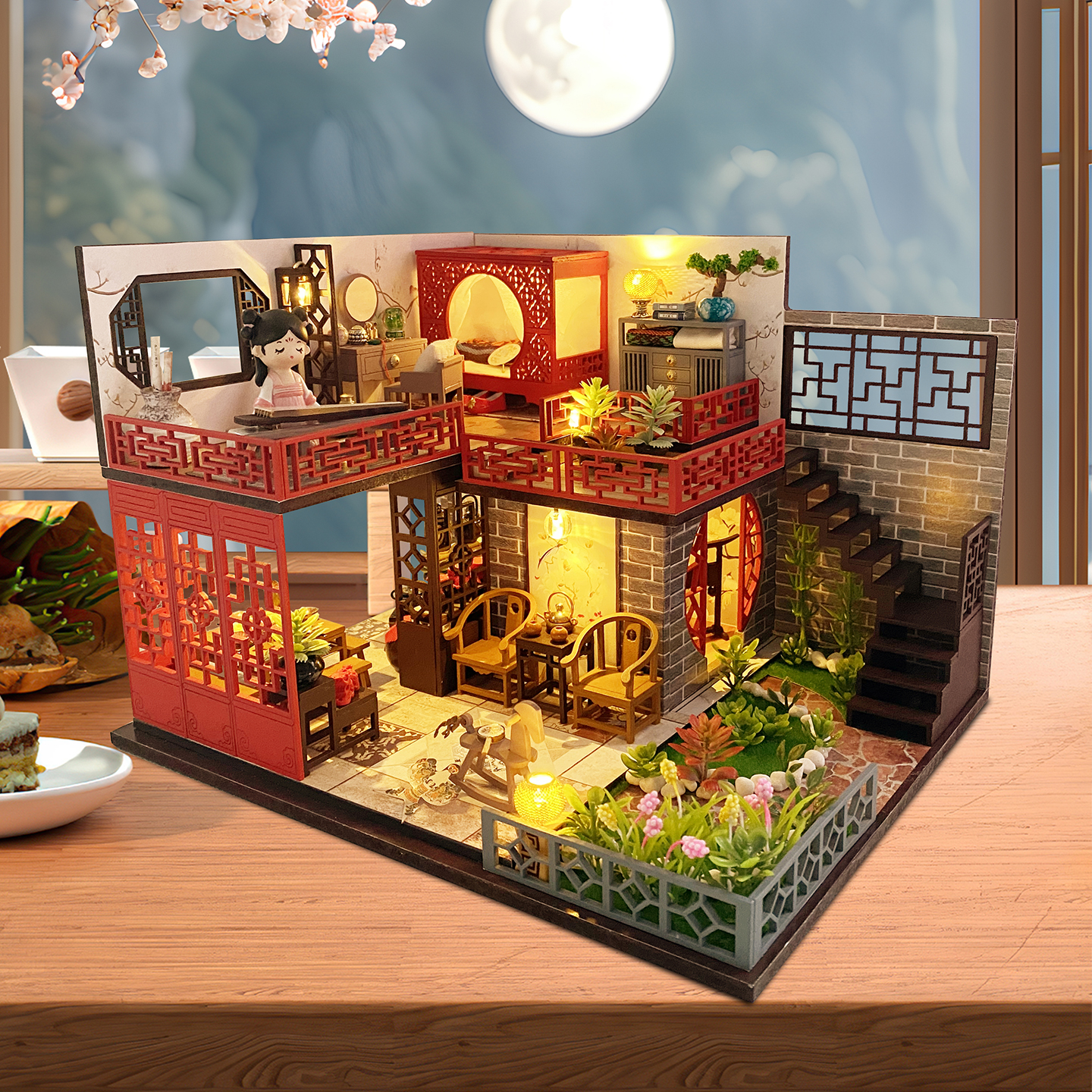 淘乐透古风diy小屋送工具胶水灯