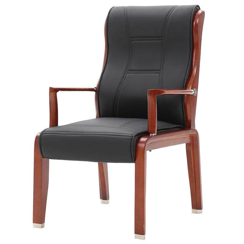 会议室橡木会议椅高档西皮办公座椅高靠背四脚麻将椅子实木带扶手