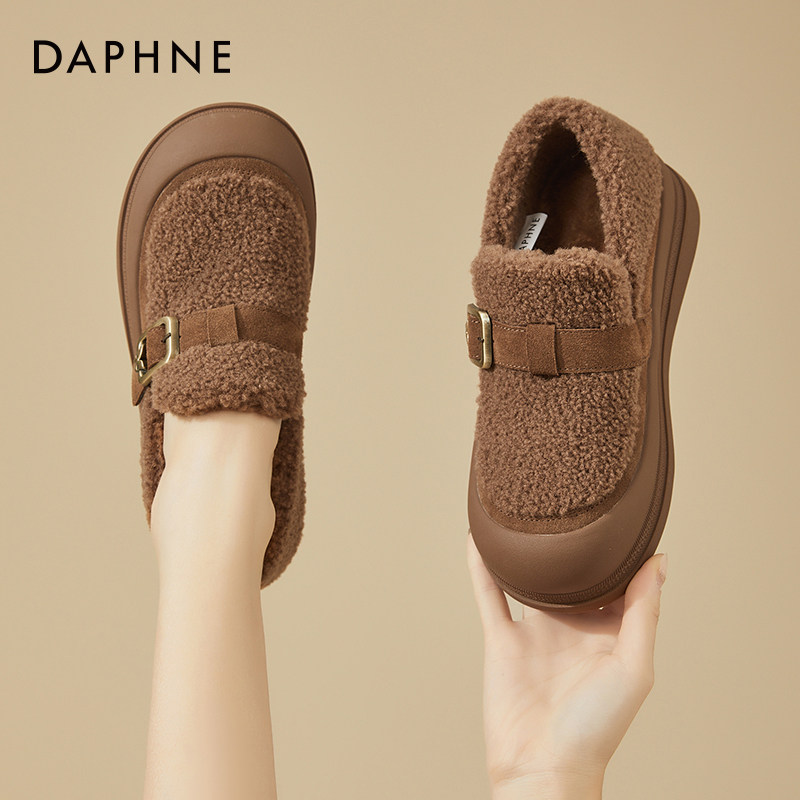 达芙妮一脚蹬加绒毛毛鞋女2026年冬季新款保暖棉鞋软底孕妇勃肯鞋,女鞋,棉鞋,淘宝优惠券,粉丝福利购,淘宝优惠卷