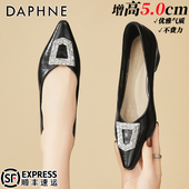 英伦风套脚粗跟鞋 达芙妮水钻方扣女坡跟鞋 爆款 内增高单鞋 春季 新款