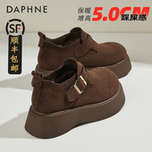 女短靴2026新款 秋冬加绒女鞋 马丁靴复古冬季 达芙妮厚底勃肯鞋 棉鞋