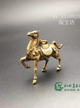艺实心手把件器铜小古玩黄铜微雕小摆件仿古马铜铜马肖马生马骏铜