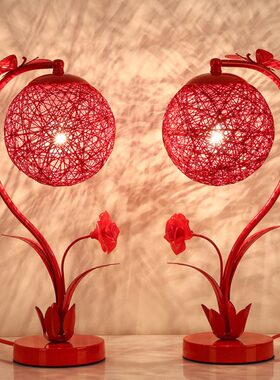 送礼明结婚台灯饰礼物一对装新娘陪嫁长妆品喜卧室红色新命庆床头