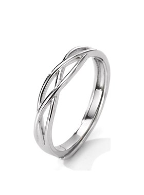 XXOFF 恋爱结点925银情侣对戒 莫比乌斯M环锆石可调节真爱戒指一