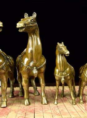 纯铜马摆件小马大号马仿古做旧铜马工艺品黄铜铸造仿古做旧包邮马