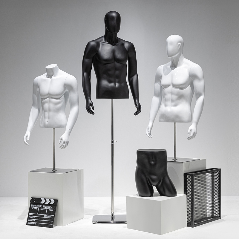 男模特半身假人体黑白人