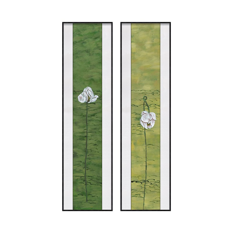 新中式装饰画荷花禅意条屏挂画别墅民宿玄关手绘莲花肌理浮雕壁画图片