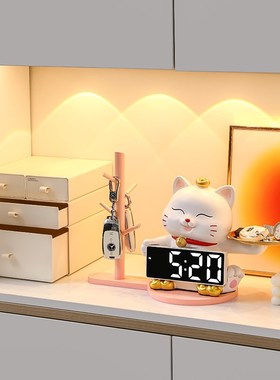 招财猫摆件入户玄关钥匙收纳进门口客厅鞋柜托盘装饰乔迁新居礼品