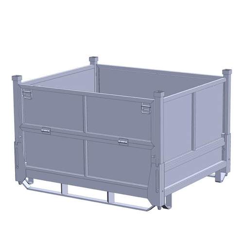 折叠铁屑零件框废料箱金属周转箱钢制周转箱工业铁箱重型料箱车间