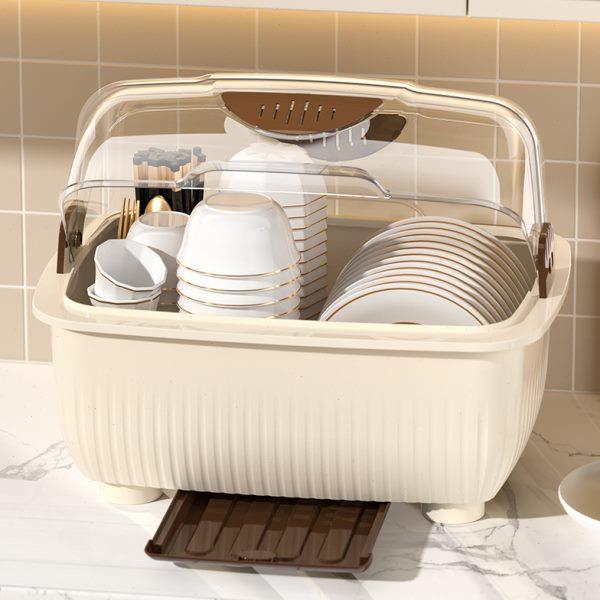 收纳架装置物架收纳箱碟餐具沥水放碗碗盘碗柜带盖碗筷收纳盒厨房
