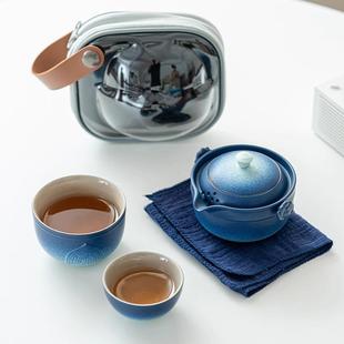 干泡茶壶家用功夫茶具 陶瓷茶具快客杯一壶二杯女士旅行便携套装