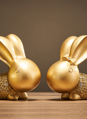轻奢金色兔子摆件家居卧室客厅酒柜装饰品K电视柜玄关摆设简约现