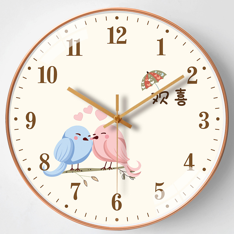 中国风钟表现代简约静音时钟x挂墙装饰家用石英钟客厅卡通创意挂