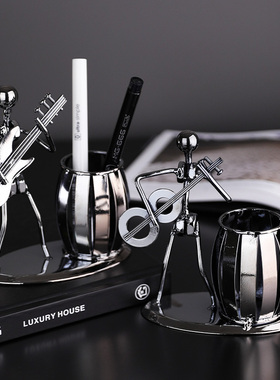 创意铁艺乐队笔筒摆件儿童办公室桌面客J厅家居实用装饰品送礼好