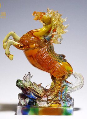 送领导客厅桌面琉璃到成功创意礼品生肖马摆件工艺品水晶装饰品马