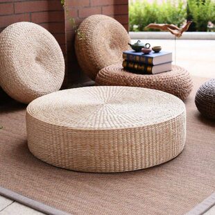 打坐垫禅修上跪垫子拜拜垫垫家用日式地草编榻榻米圆蒲团坐垫垫佛