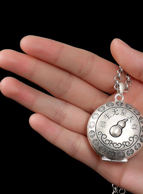 99纯银空心吊坠可打开装东西复古个性嘎乌盒藏东T西的项链男女配