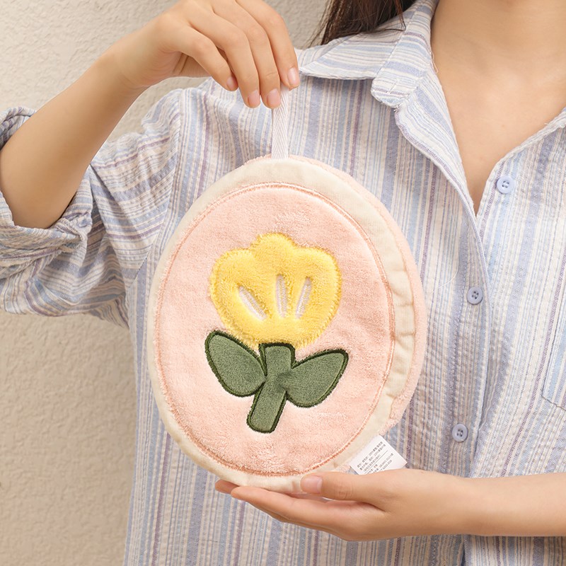 可爱郁金香厨房h擦手巾家用可挂式大号珊瑚绒超强吸水卫生间小毛