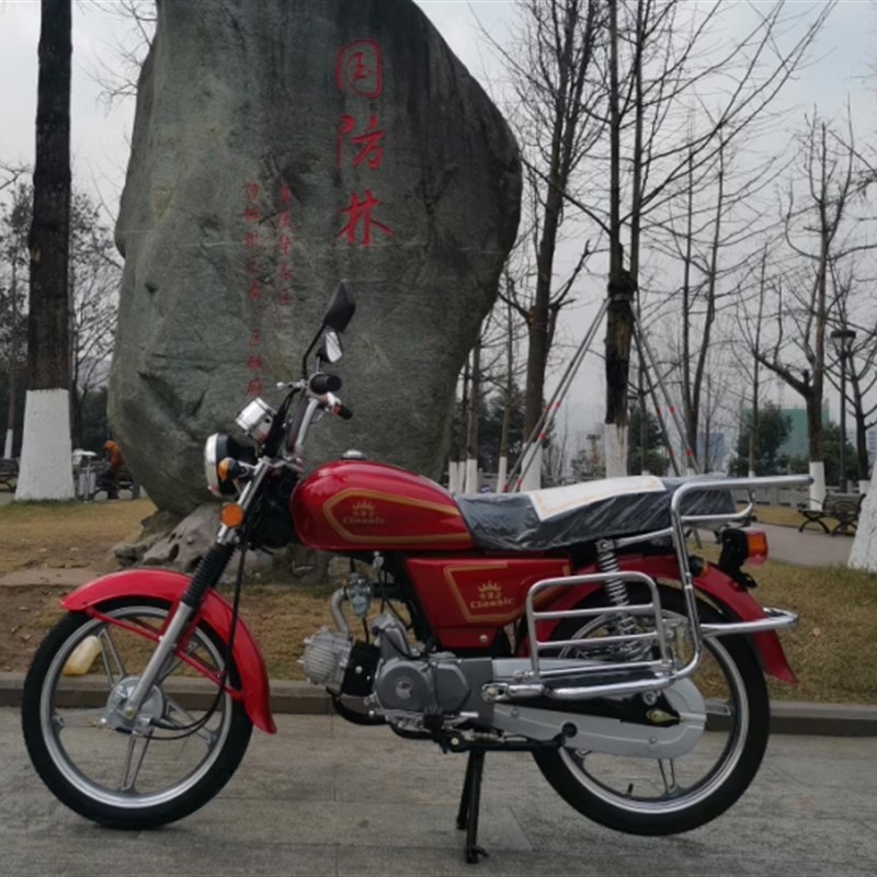 燃省油助力车轻便出口款两轮摩托110CC排N量弯直梁老人代步钓鱼车