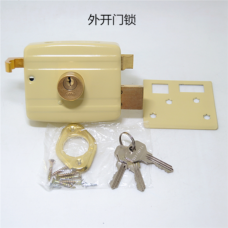 三环老式防盗锁铁门防盗门锁外装门锁小棚锁大门S锁黄锁家用门锁