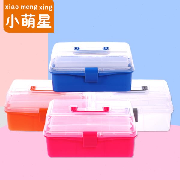 美术工具箱大小号多功能收纳箱儿童学生画箱手提透明文具箱收纳盒