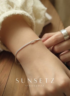 S925纯银设计款双n层蛇骨手链时尚简约唯美精致感手饰小众气质轻