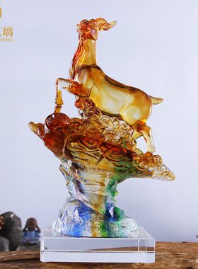 公司办公桌生肖摆件品开业礼品领书房装饰送礼工艺品羊酒柜琉璃头