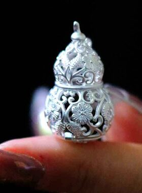 香薰香葫芦球镂空古风挂件纹25小球球随身丸女香囊吊坠银项链s9花