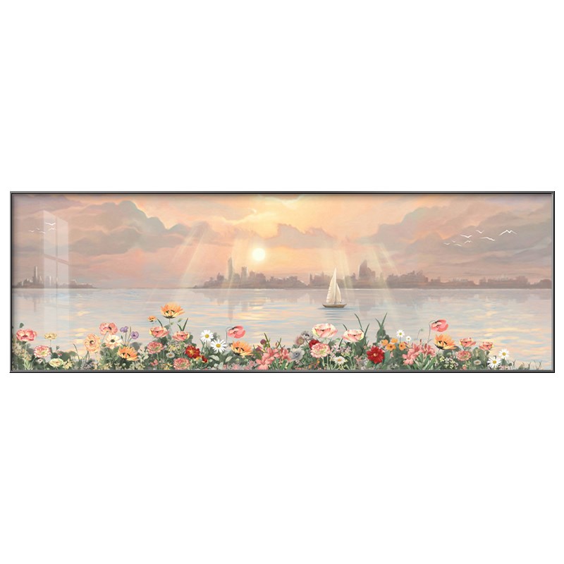网红北景欧卧室装饰画现代简约主店卧床头背景墙挂画酒房间日出风图片