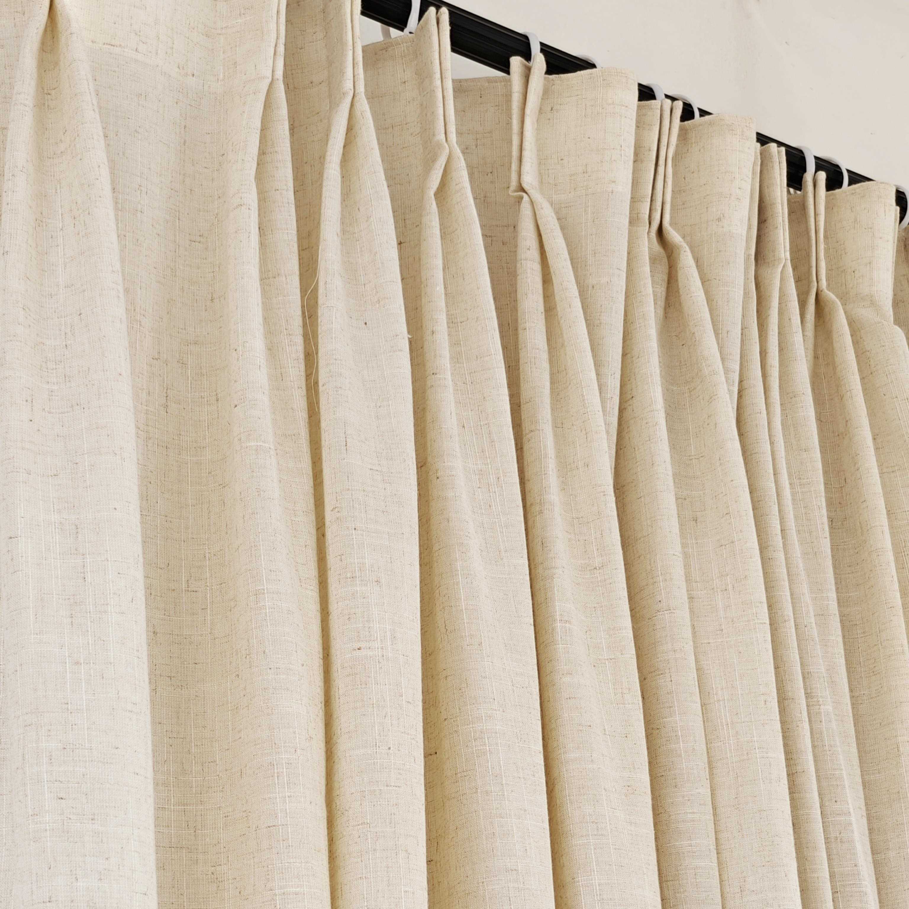 可定制韩式褶皱2倍2.5倍半遮光窗帘透光不透人遮光帘原色亚麻纱帘