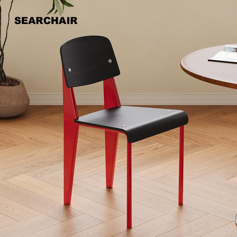 北欧餐椅复古实木椅子中古风设计师餐桌椅靠背椅家用餐厅家居凳子