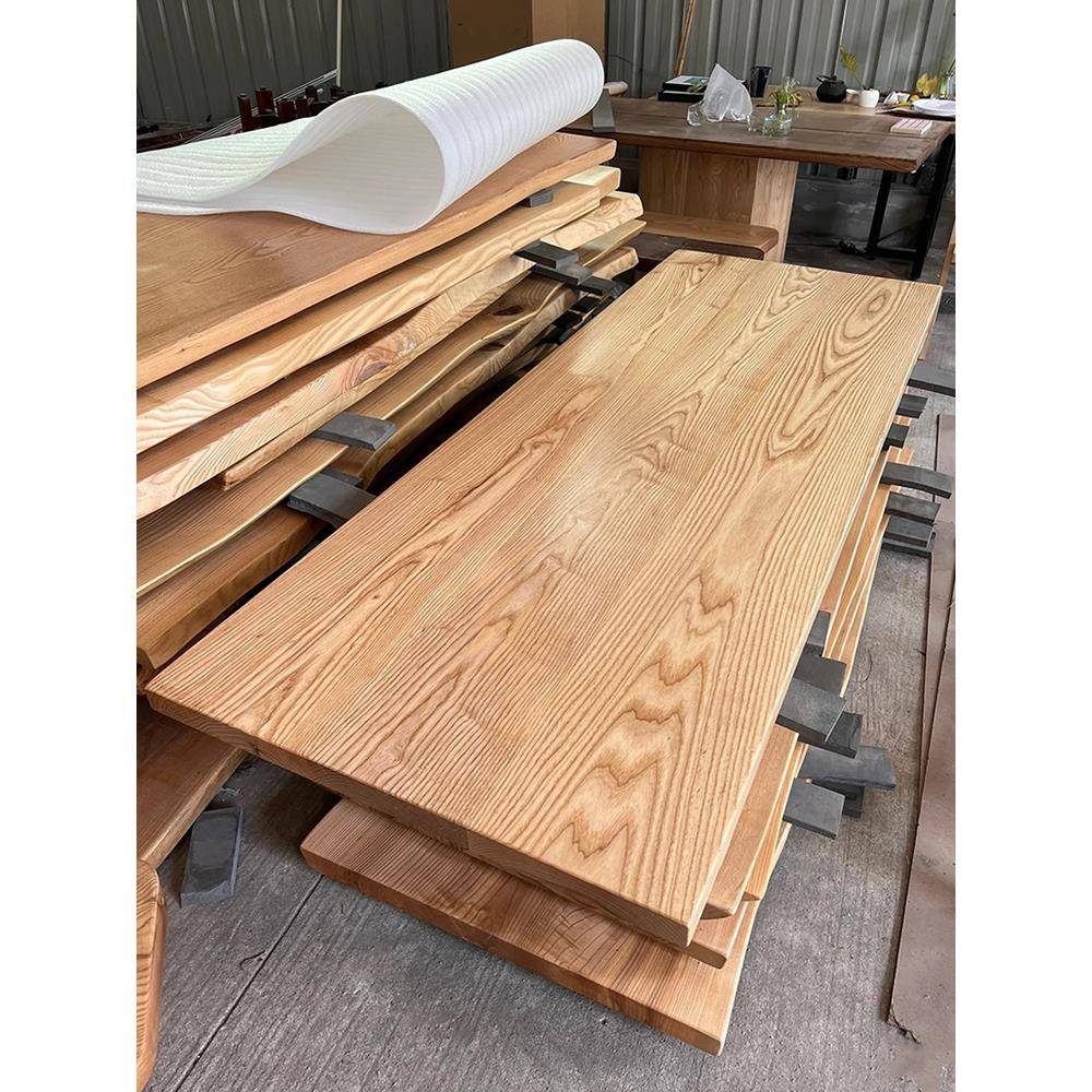 北美白蜡木板大板自然边整张茶桌厨房岛台餐桌实木桌板桌面板定制