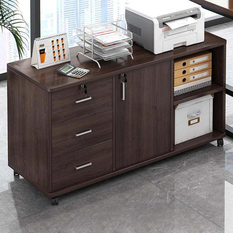 办公室文件柜桌下收纳柜办公柜置物边柜带抽屉木质带锁矮柜收纳柜