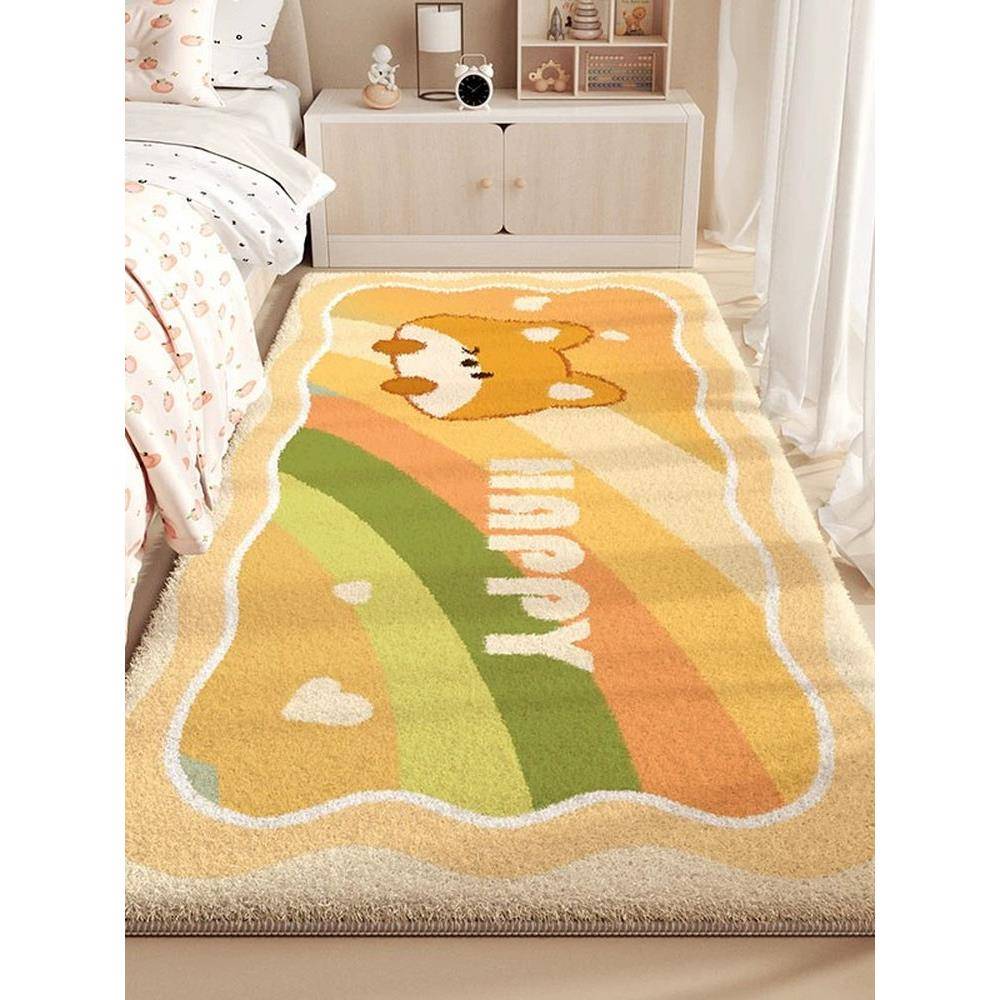 彷羊绒地毯卧室奶油风床边毯加厚地垫主卧床边垫高级感客厅茶几毯