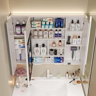 白色不锈钢智能镜柜单独定制卫生间挂墙式浴室镜柜美妆收纳带灯