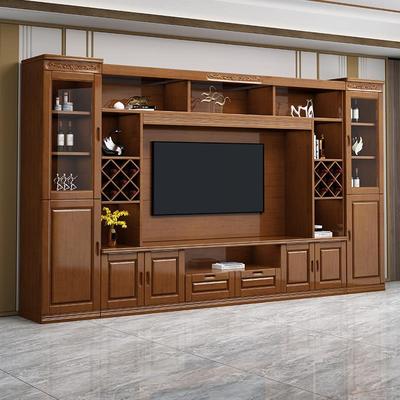 实木电视柜现代简约一体组合柜落地背景墙柜储物柜多功能书柜