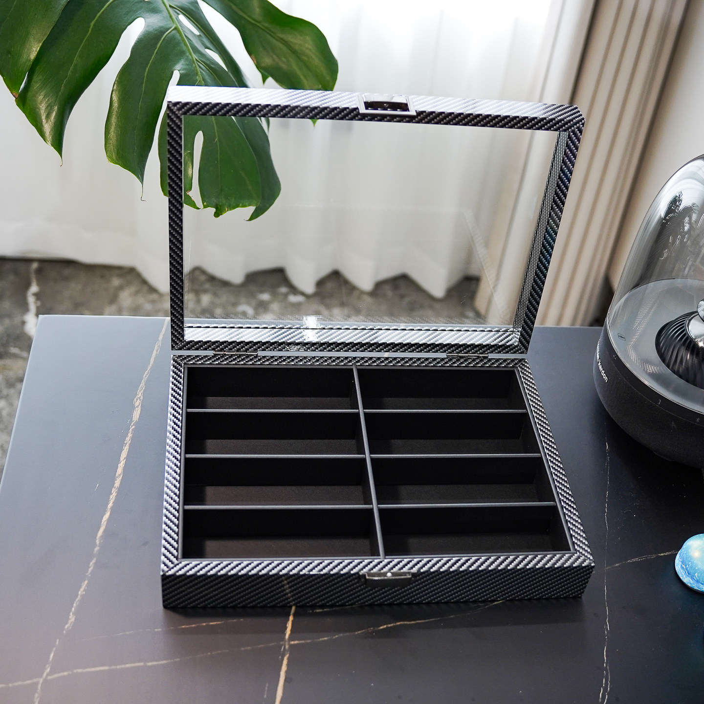 碳纤纹眼镜收纳展示盒 PU皮木质8位眼镜收藏展示盒墨镜太阳镜盒子,收纳整理,眼镜收纳盒,淘宝优惠券,粉丝福利购,淘宝优惠卷