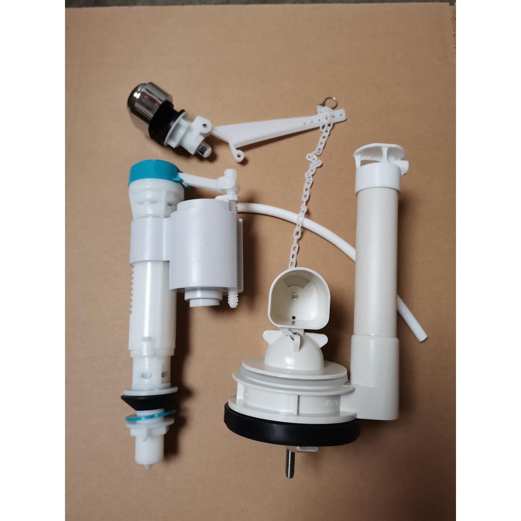 老式连体低矮款式侧按马桶座便器配件 进水阀 排水阀 套装 顶按