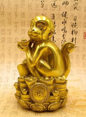 纯铜猴子摆件大号元宝生肖猴福禄寿铜猴工艺品家居风水装饰品摆设