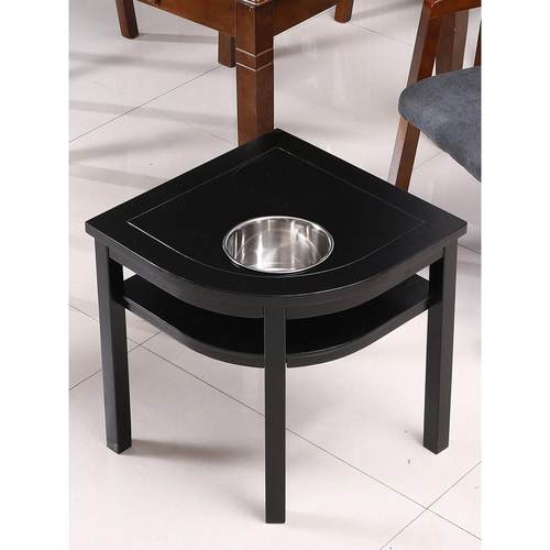 麻将机茶几实木双层麻将桌旁边小茶几角几带烟缸棋牌室专用茶水架