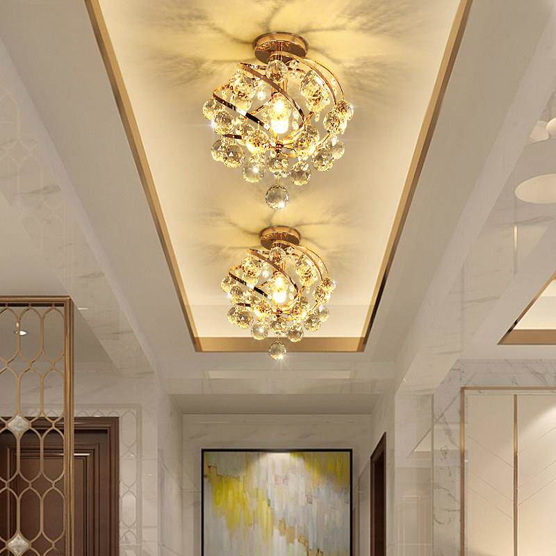 水晶小吊灯饭厅入户欧式简约现代楼梯门厅轻奢走廊阳台玄关走道灯