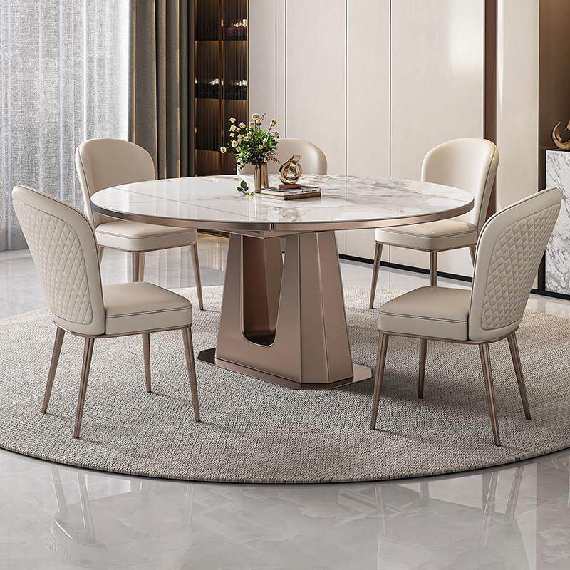 古调岩板餐桌一体可伸缩家用意式轻奢简约小户型旋转变圆形椅组合,住宅家具,岩板餐桌,淘宝优惠券,粉丝福利购,淘宝优惠卷