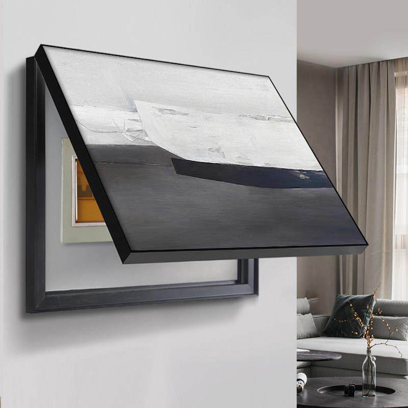 现代简约电表箱装饰画 画黑白抽象配电箱饭厅免打孔电闸箱开 关遮