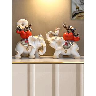 引进财富和宝藏大象入口装饰品客厅电视柜现代休闲灯豪华装饰吉祥