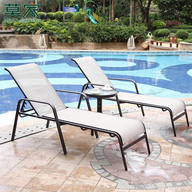 莫家户外游泳池躺椅休闲沙滩躺椅酒店室外折叠躺床午休午睡椅
