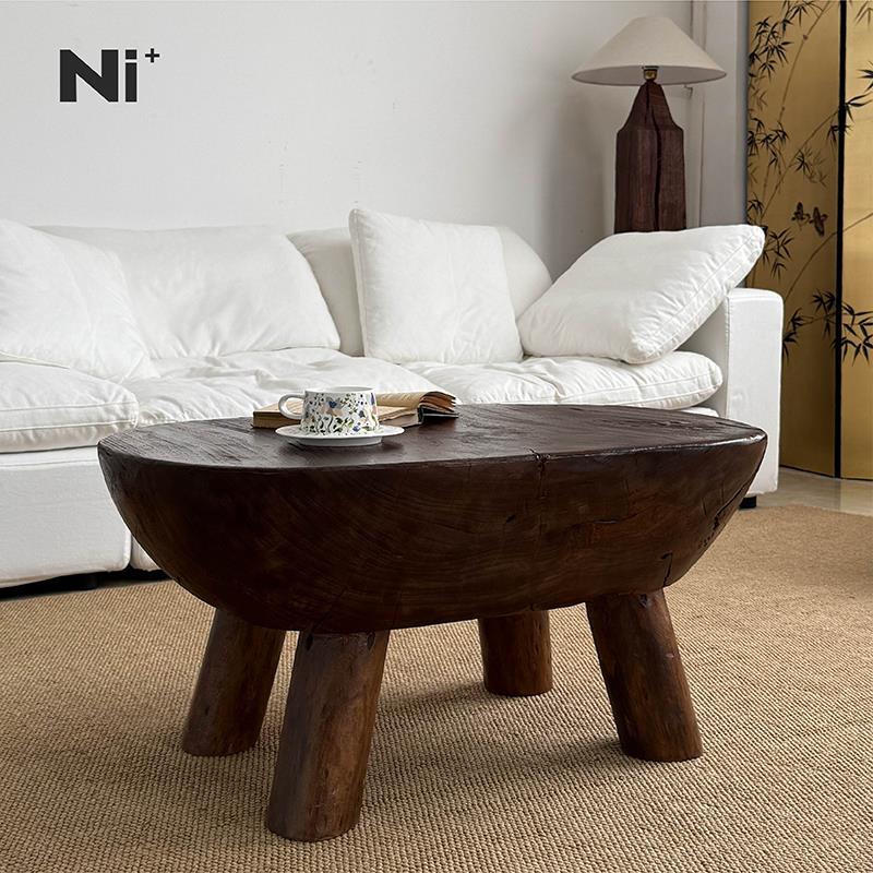 Ni尼家侘寂风实木茶几覆古客厅原木民宿咖啡桌设计师茶舍书桌茶几