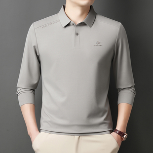 商务休闲翻领纯色polo衫 培蒙男士 上衣2025春秋季 t恤时尚 长袖