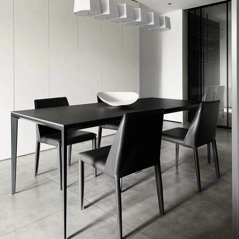 德利丰纯黑岩板餐桌现代简约长方形小户型家用饭桌意式极简餐桌椅,住宅家具,岩板餐桌,淘宝优惠券,粉丝福利购,淘宝优惠卷