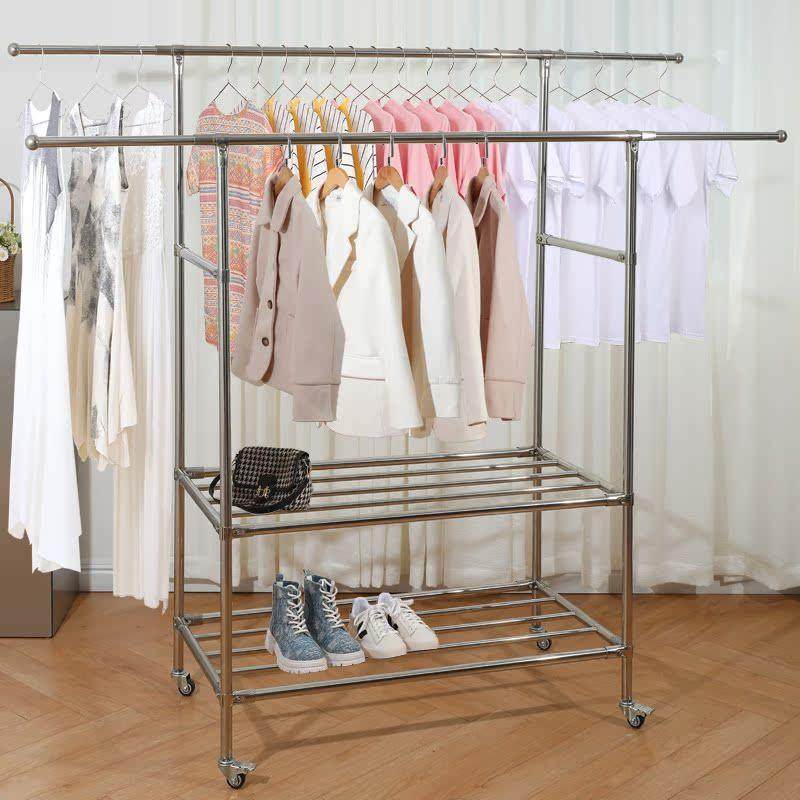 加厚SUS304不锈钢晾衣架伸缩双杆挂衣架移动阳台落地晒被架子定制,收纳整理,置地/升降晾晒衣架,淘宝优惠券,粉丝福利购,淘宝优惠卷