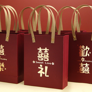 喜糖袋子结婚专用手提袋喜糖回礼袋礼盒空盒大号婚礼喜糖盒纸袋子